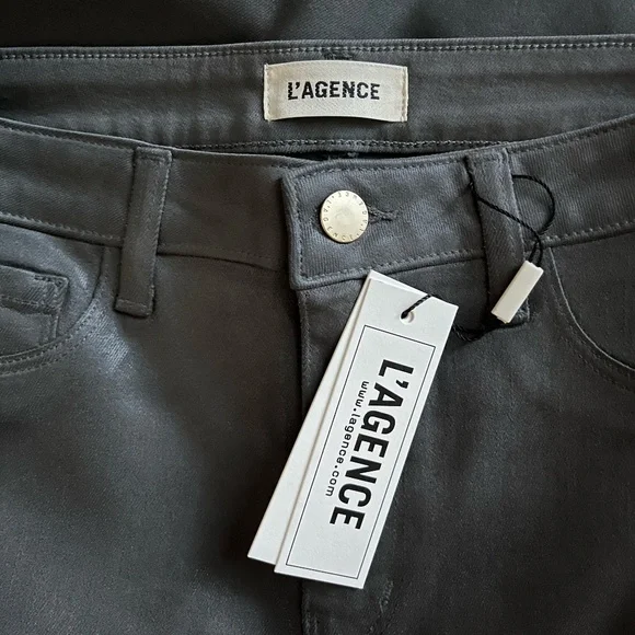 NWT L'AGENCE | Kendra Coated Cropped Flare Jean in DARK SHADOW COATED | 27 & 29 - Picture 8 of 16